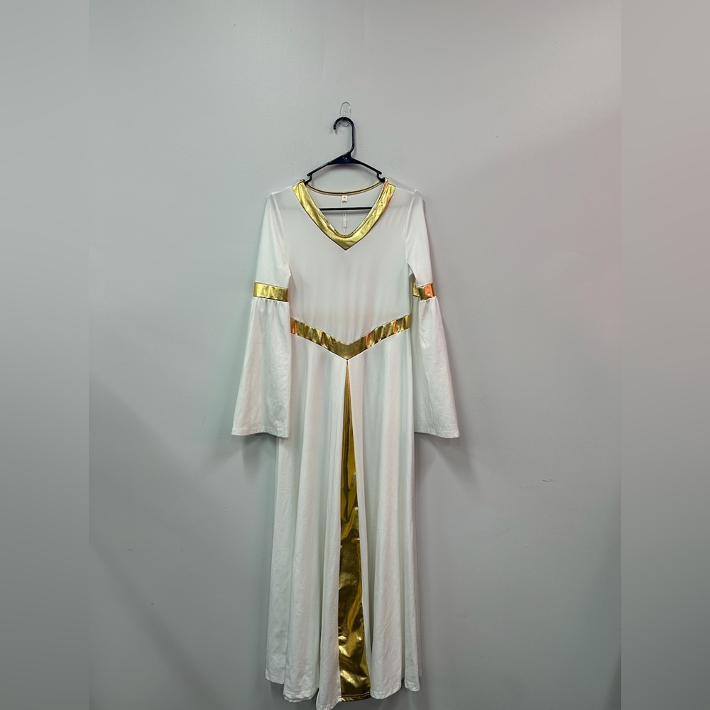 TBAKOM NWT White and Gold Sleeve Gown Sz 2